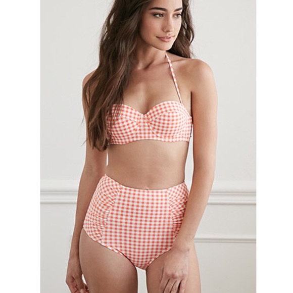 gingham two piece swimsuit